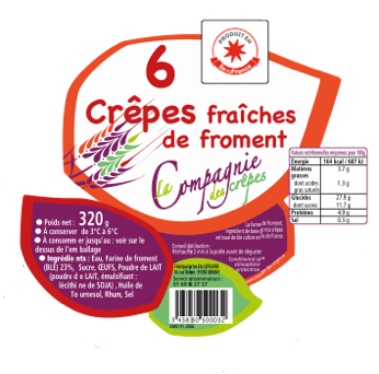 Crêpes fraîches "la compagnie des crêpes" par barquette de 6